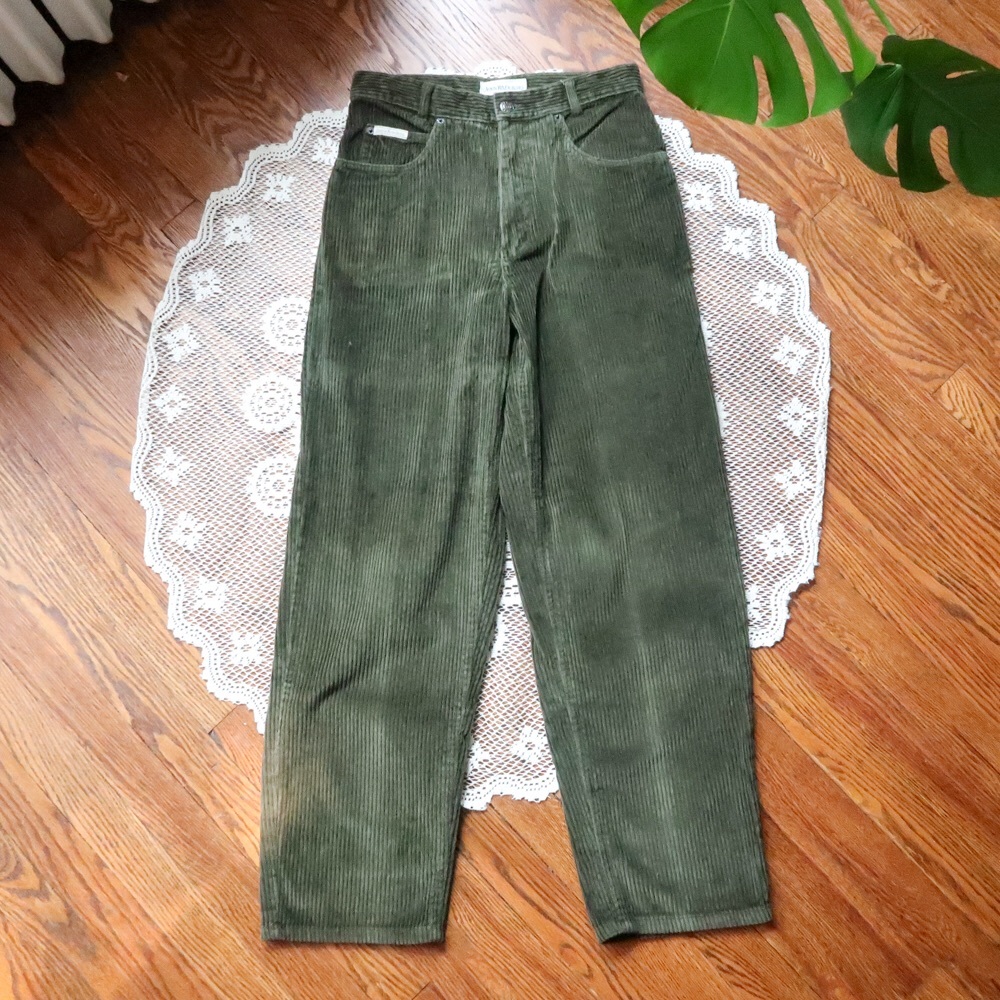 Green Corduroys Straight Leg Pants